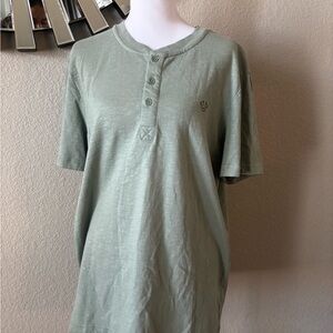 True Religion Sage Green Short Sleeve Henley Tee with Subtle Logo